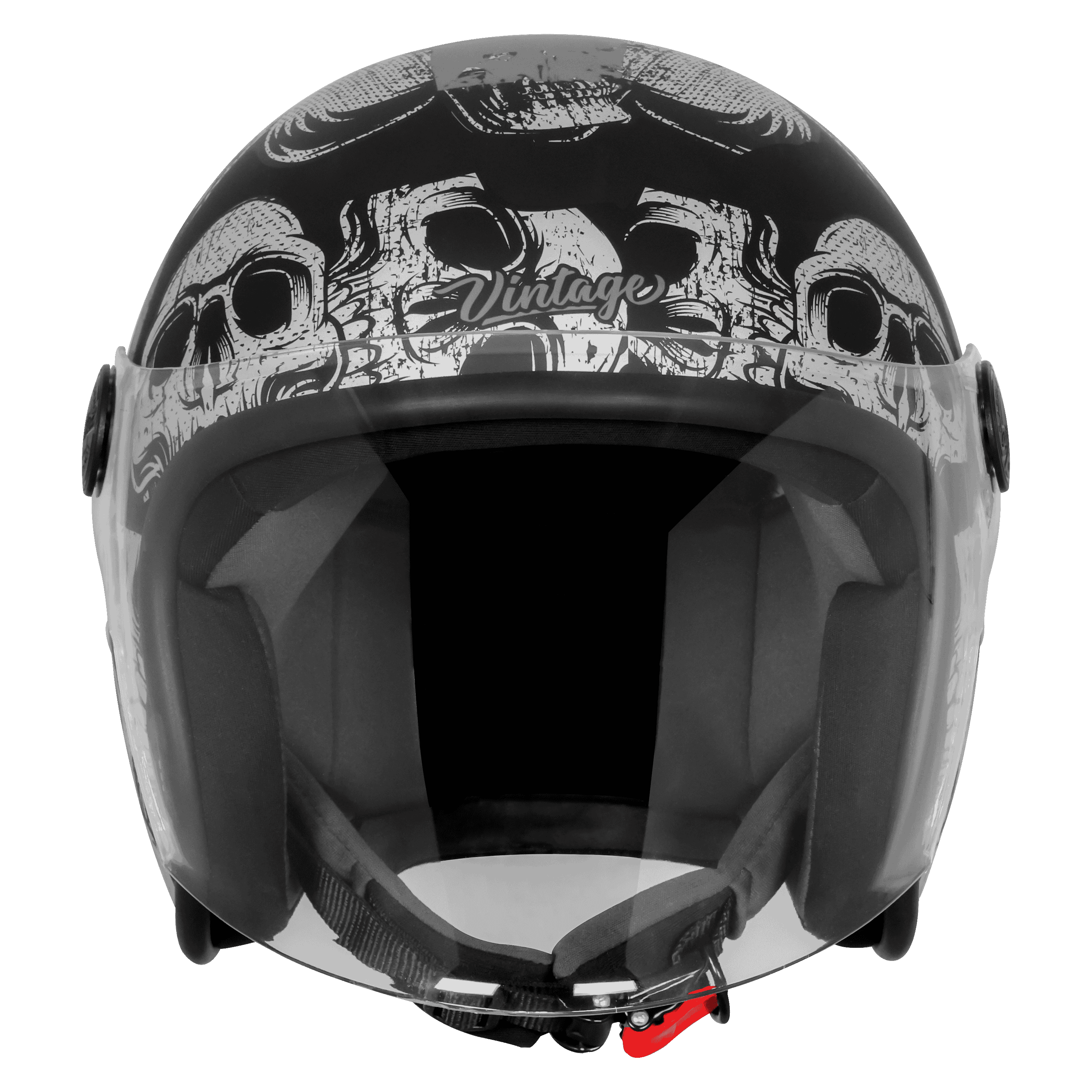 SBH-56 VINTAGE SKULL GLOSSY BLACK WITH GREY